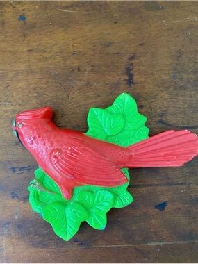 Chalkware Red Cardinal Wall Decor - Bird Decor - Man Cave Decor